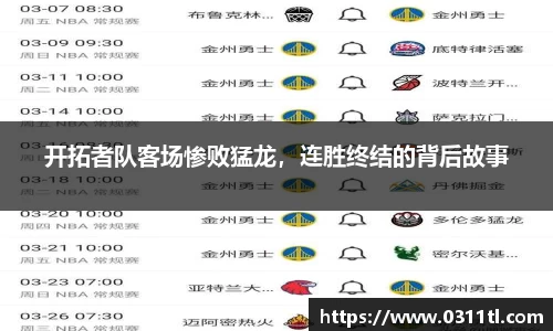 开拓者队客场惨败猛龙，连胜终结的背后故事